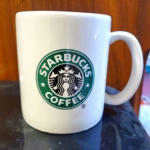 Vintage 2004 Starbucks White and Green Coffee Mug Original Emblem Double Sided